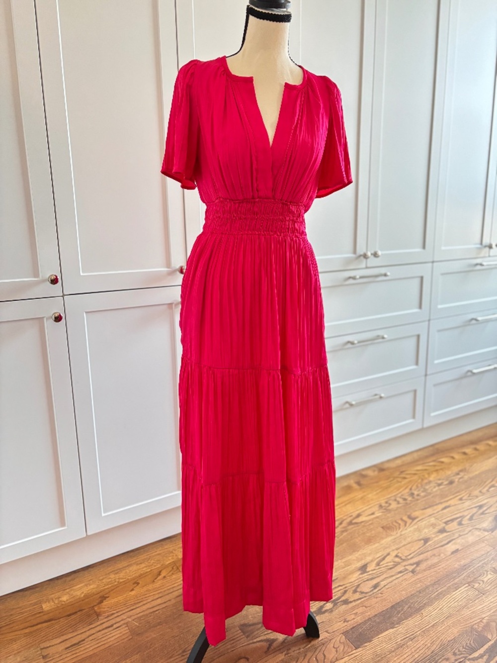Anthropologie The Somerset Maxi Dress | Size XS | Fuchsia | Smocked Waist